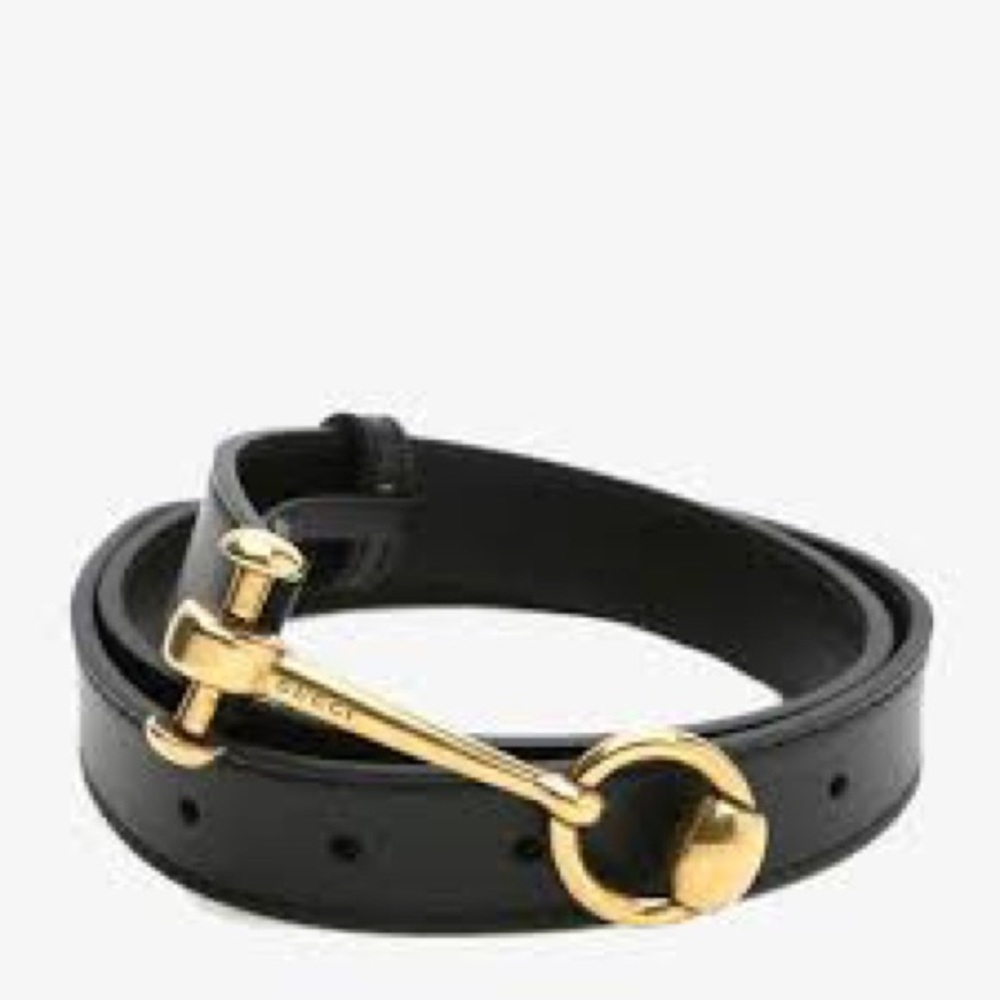 Gucci Horsebit Belt Black Leather Gold Fits 6/8